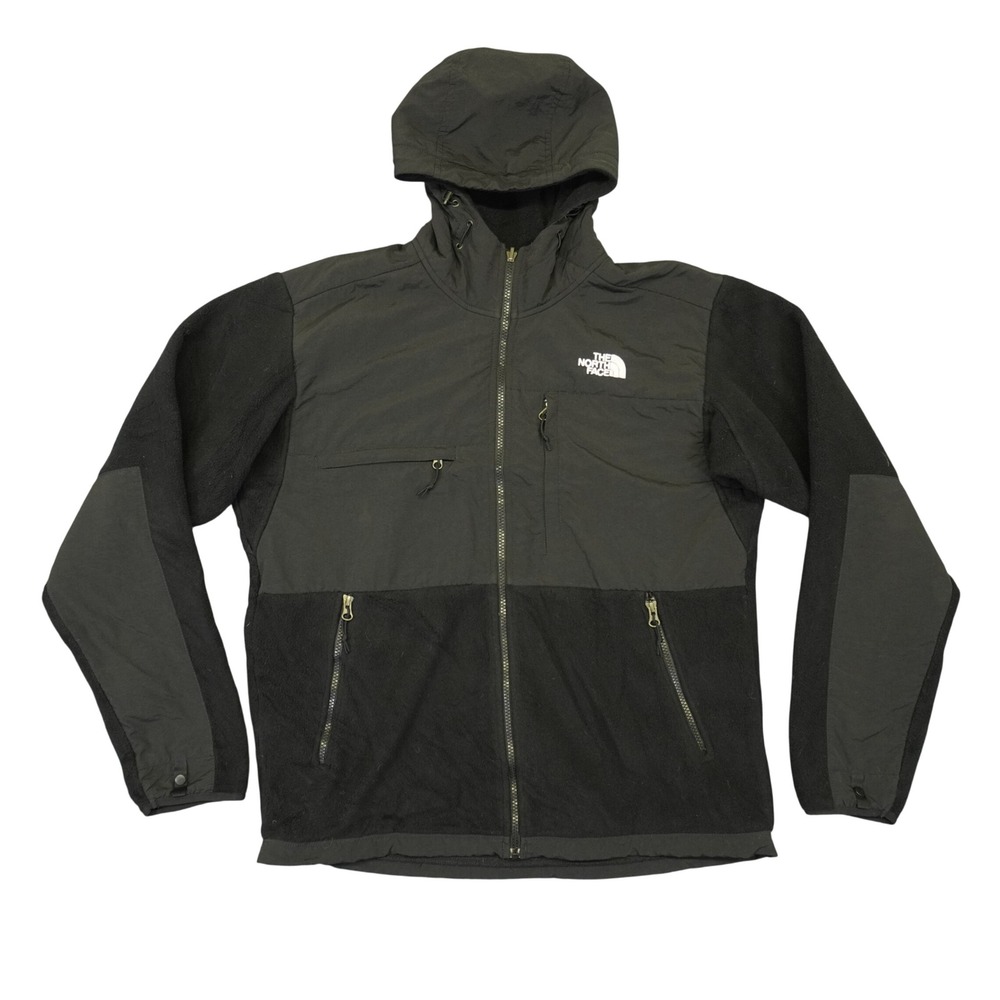 The North Face Denali Fleece Jacket Mens Medium Black Hooded Polartec Full Zip